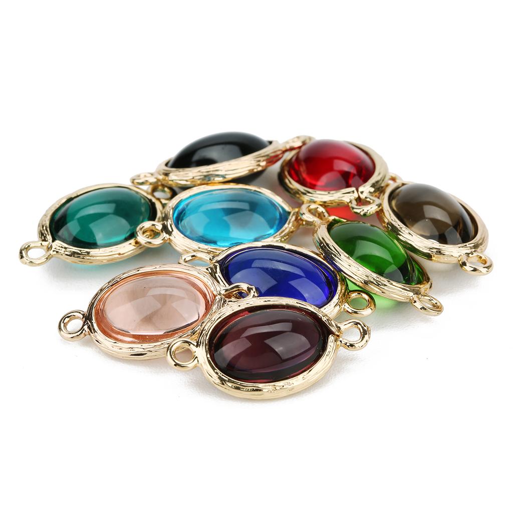 5Pcs/Lot 12×23mm Glass Pendant Smooth Colored Double Hole 2mm Pendant For Women's Earrings Making Diy Charm Bracelet Supplies