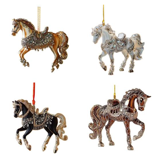 Yousheng Horse Ornament Sparkly Rhinestone Horse Christmas Tree Ornament 2D Acrylic Pendant Holiday Keepsake Gifts for Women Girls Horse Lovers