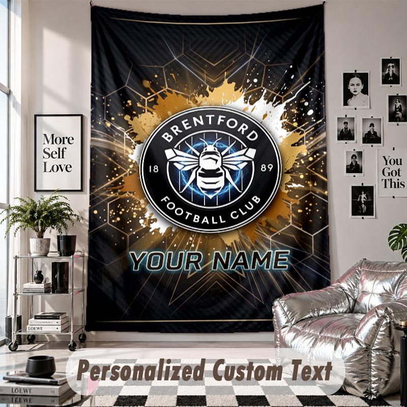 Custom Tapestry Wall Hanging, Brentford Football Personalized Name Text Home Wall Decor