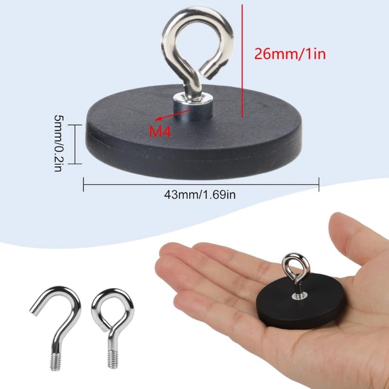 Rubber Coated Magnetic Hooks For Tools Keys Rusts Resistance Indoor Outdoor Closed Magnet Hooks for Garage Workshop