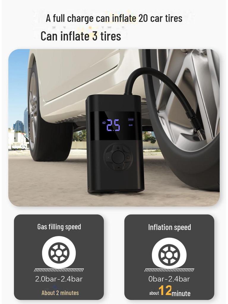 25-Cylinder Fast & Intelligent Mini Air Pump for Vehicles, Motorcycles, and Bicycles