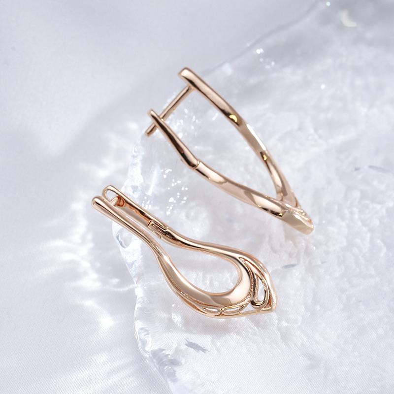 Fashion Glossy Dangle Earrings  Rose Gold Unique V Shape Earrings For Women High Quality Daily Fine Jewelry