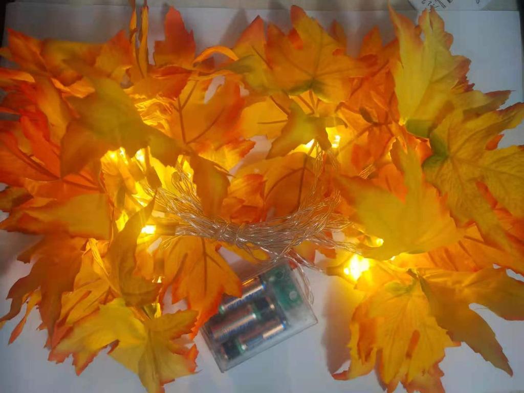 LED Maple Leaf String Lights: Halloween & Autumn Decor with Battery Box