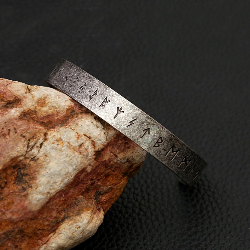 Vintage Viking Rune Bracelest for Men Women 316L Stainless Steel Simple Open Bracelet Amulet Jewelry Gift Dropshipping