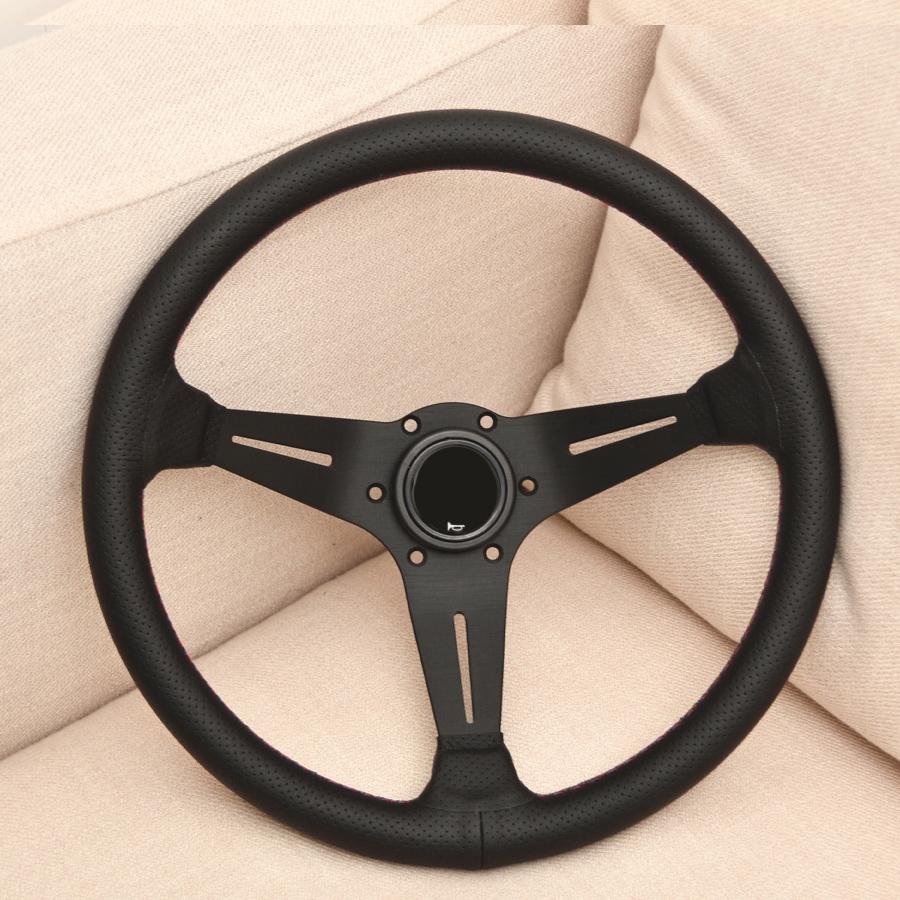 JDM 14inch H Leather Steering Wheel Deep Dish Racing Sports Gaming Steering Wheel For Universal