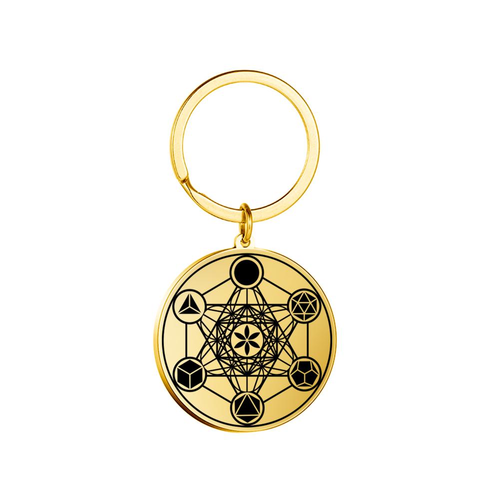 Dawapara Archangels Sigil Talisman Keychain Metatron Witchcraft Triple Moon Pentagram Pendant Stainless Steel Jewelry