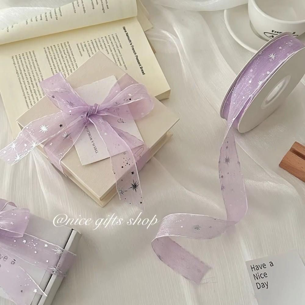 Kreatives 10 Yards Silber Sternband 2,5 cm Geschenkverpackung Sträuße Glitzer Schnee Band Glitzer Blume Verpackungsband