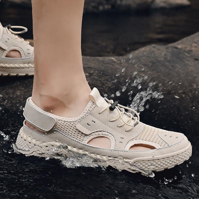 Summer Men's Sandals Handmade Mesh Breathable Casual Shoes