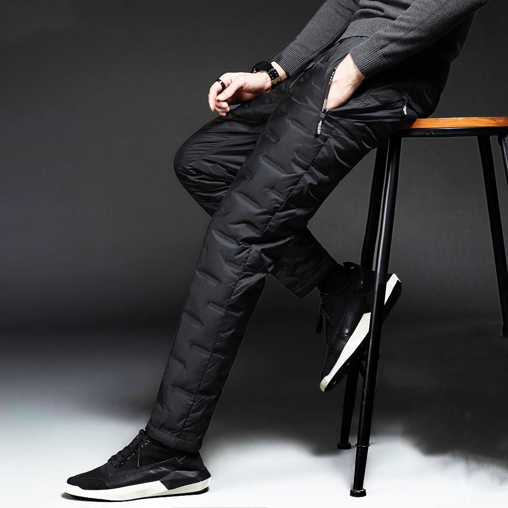 Men Winter Thermal Solid Warm Trousers Plus Size Cold Resistant Waterproof Pants
