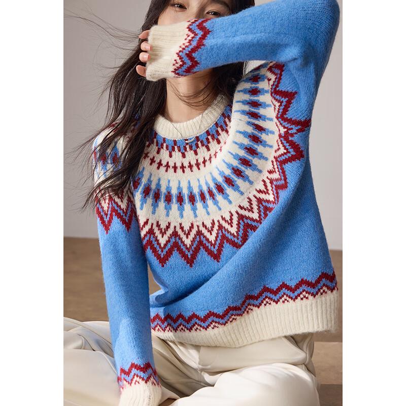 VICTORIA&VERA Women's Fair Isle Plush Knit Sweater