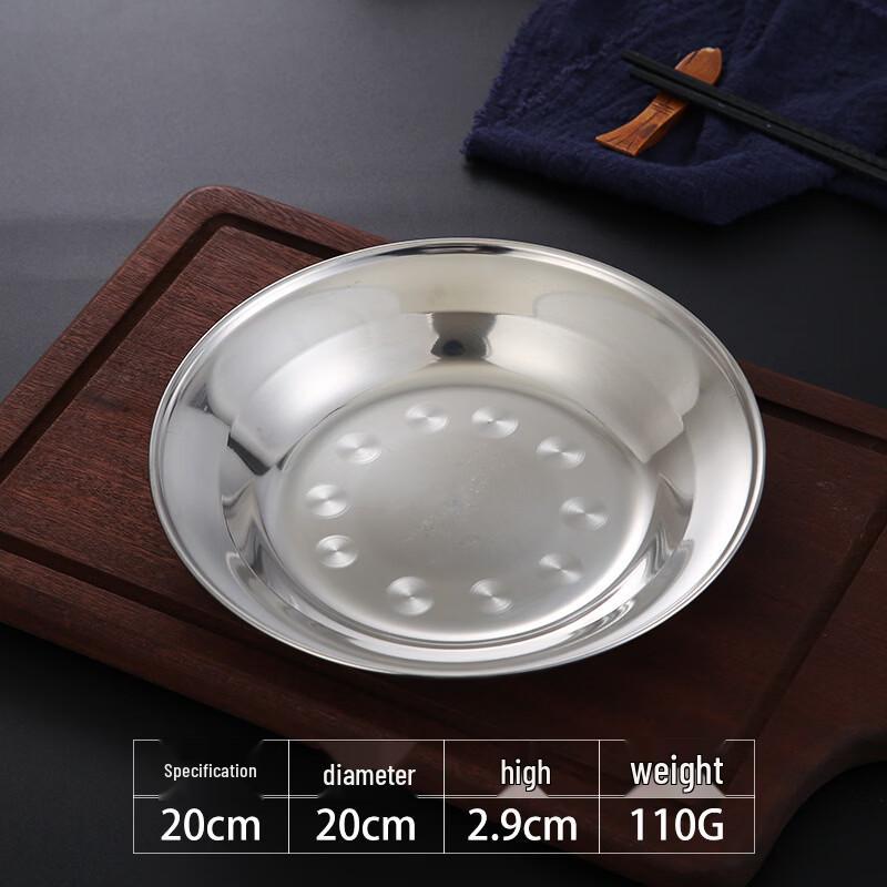 20cm European Style Thickened Stainless Steel Shallow Dish Plate