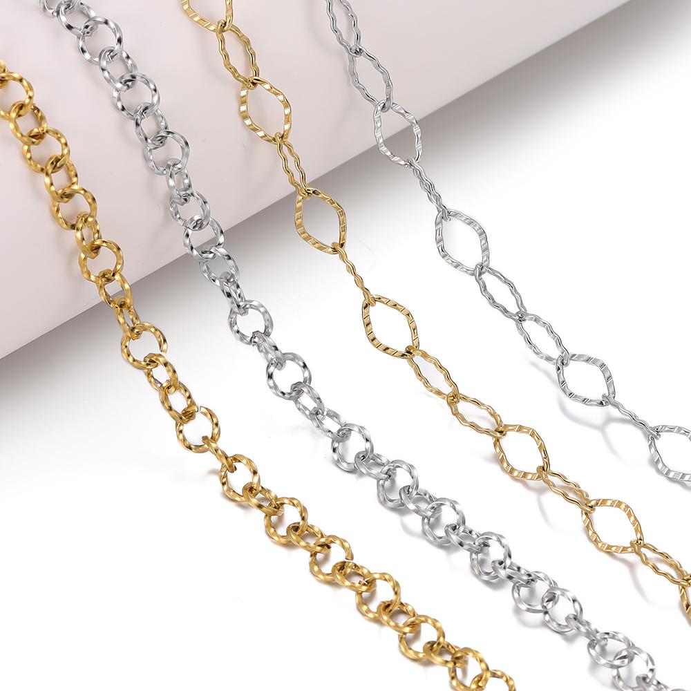 1Meter/Pack Two Sizes 304 Stainless Steel Oval Shape Handmade Chains for DIY Necklace Bracelets Jewelry Making Accessories