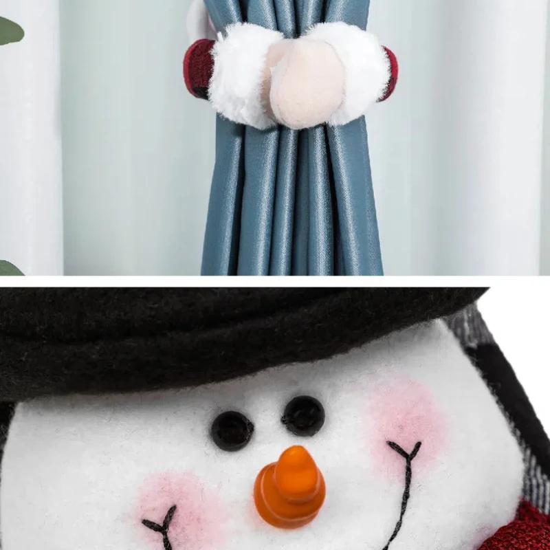 2pc Old Man Snowman Christmas Curtain Buckle - Xmas Home Decoration Perfect Happy New Year Festive Holiday Decor Accessory