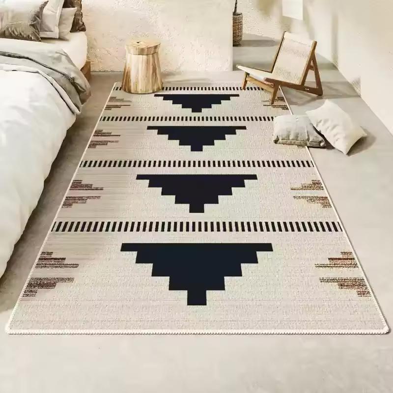 Bohemian Ins Style Black And White Gray Bedside Rug Living Room Bedroom Decorative Ethnic Style Premium Feeling Carpet