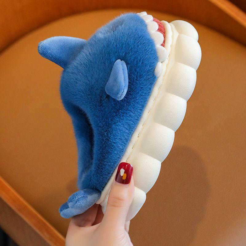 2025 New Green Cloudy Sharks Slipper Children Funny Shark Slippers Kids Shoes Babi Animal Fish Plush Slides