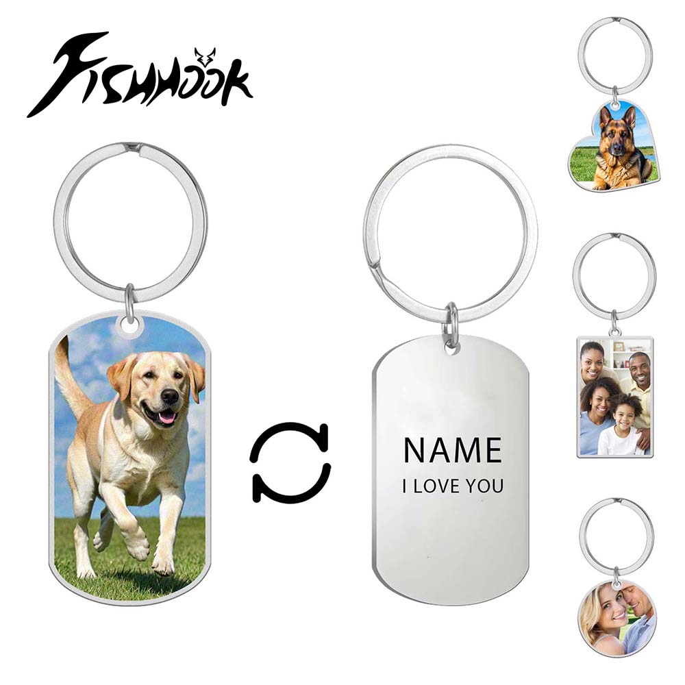 Print Demand Photo Keychain Personalized Custom Gift For Women Men Mother Father Dad Family Couple Stainless Steel Key Ring