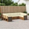 Outdoor Corner Sofa Set with Cushions 7 Pcs Natural and Cream