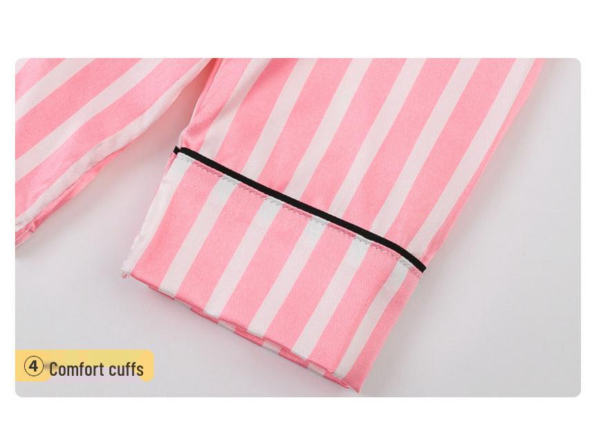 Vier Jahreszeiten Tragbares Kinder Pyjama Set aus Imitationsseide mit Streifen - 7 Teile