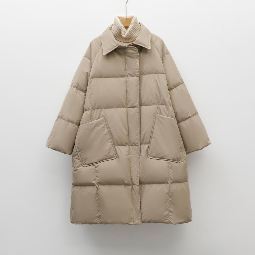 Feather 90 White Duck Down New National Standard Women's Simple Solid Color Thickened Medium and Long Down Jacket Women