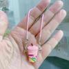Mini Cartoon Rainbow Milk Tea Cup Pendant with Lanyard