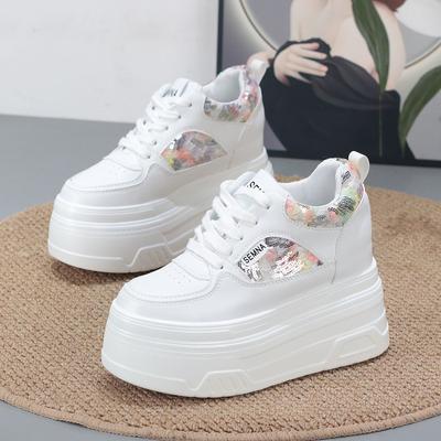 Mode 10CM Herbst Damen Plateau-Sneakers Lässig Outdoor Skateboard Bequem Schnürschuh Neuer Herbst-Sneaker Lauf-Sportschuh Weiblich