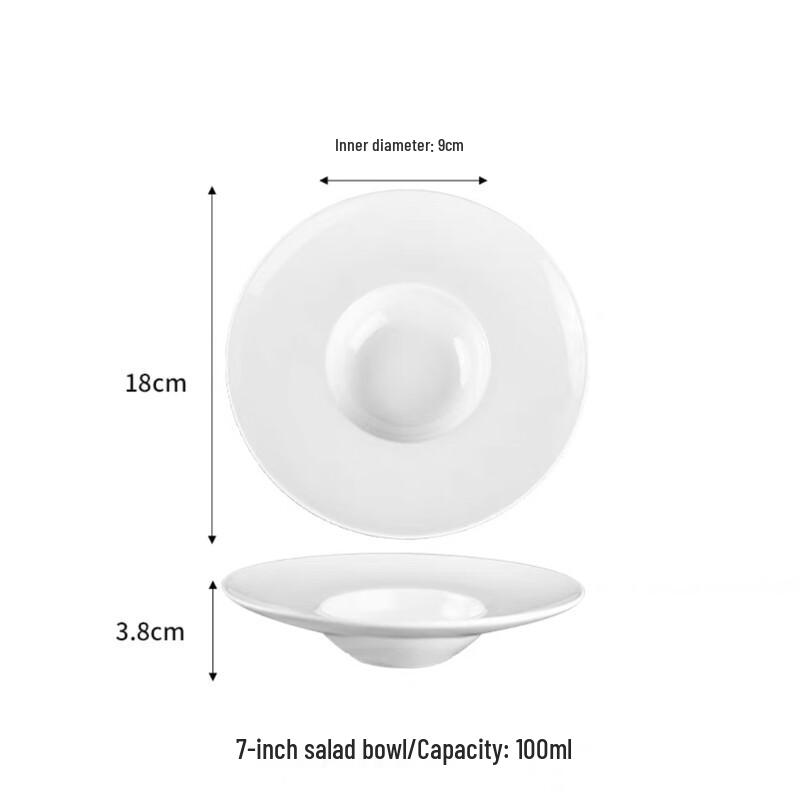 

ZISIZ White Ceramic 7-Inch Salad & Pasta Bowl Set