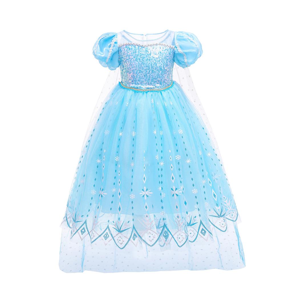 2021 Christmas Elsa 2 Princess Dress Frozen Elsa Girls Short Sleeve Dress Sub Elsa Dress