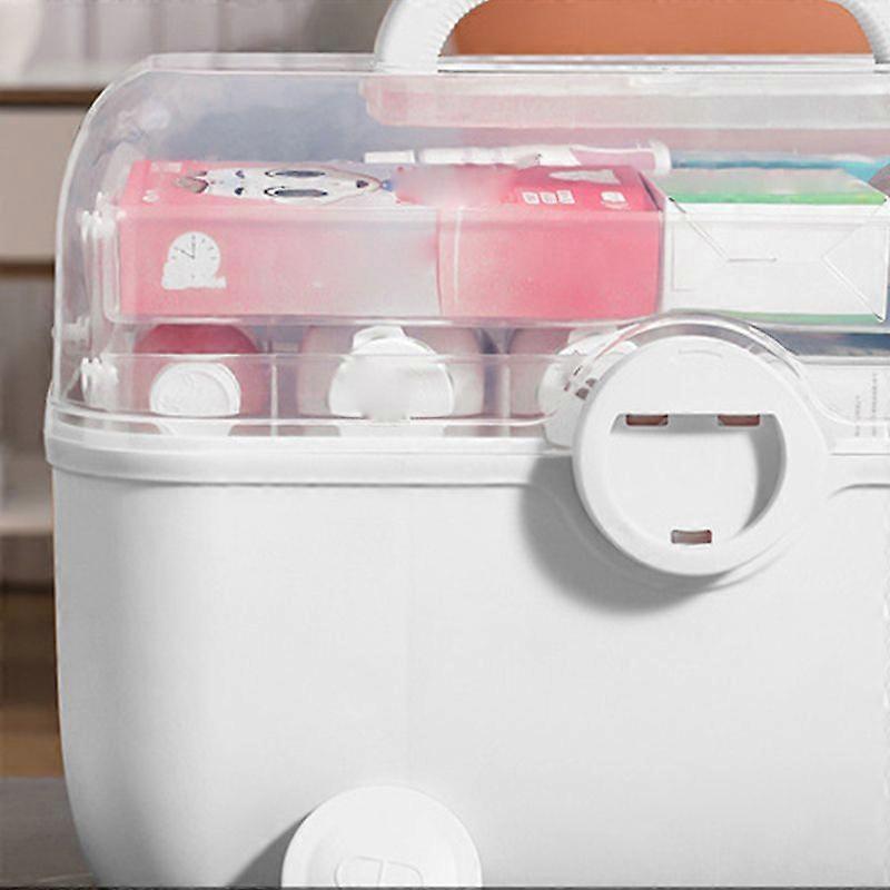 Medicine Storage Box Plastic Multi Layer Large Capacity Medicine Cabinet for Household White (large)