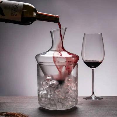 1000ml Clear Crystal Wine Decanter With Ice Bucket Hotel Art Wineware Whiskey Brandy Dispenser Sober Bottle Breathing Container