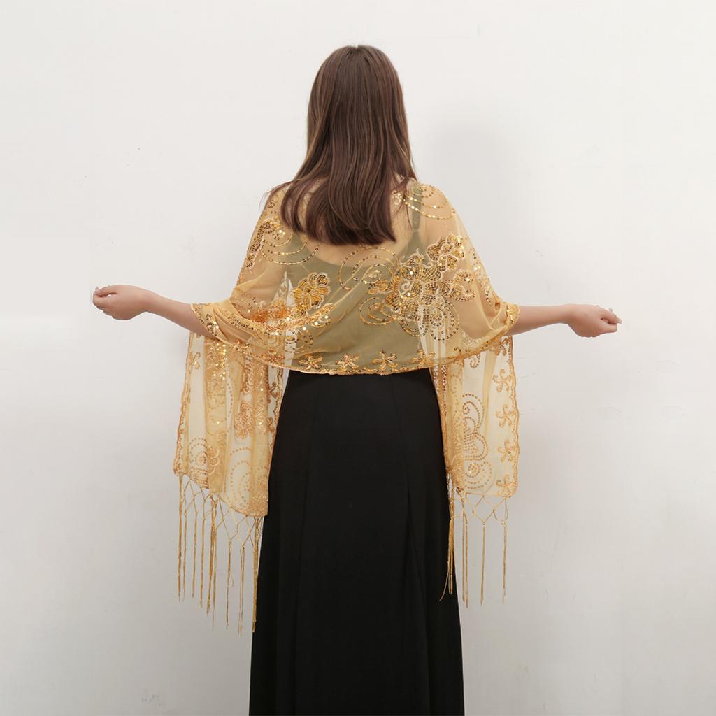 New Sequins Scarf Shawls For Women Evening Dresses Elegant Shawls Female Golden Sparkling Metallic Scarf Shiny Shawls Wraps