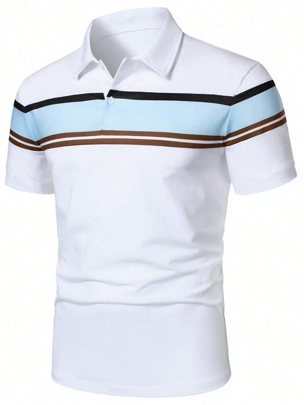 Herren Colorblock Kurzarm Poloshirt mit Umlegekragen - Neue europäische und amerikanische Mode