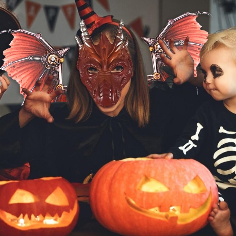 Halloweenská dračí maska dekorace karnevalová párty maškarní steampunkový převlek dekorace sada dospělý cosplay obličejová maska