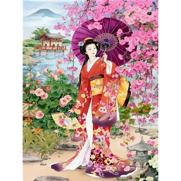 

5D алмазная живопись японская гейша Ойран полный алмаз DIY мультфильм Алмазная вышивка крестиком декоративная живопись ручная работа художественный подарок Full Round 20x30CM