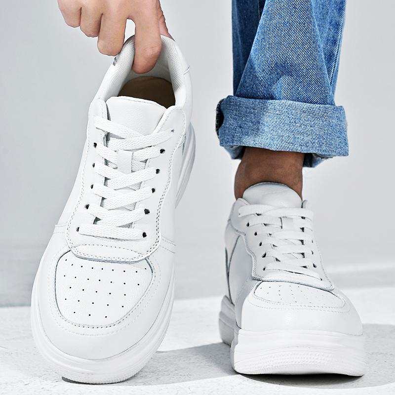 Men's Lift Oxford Shoes Elevator Chunky Sneakers Height Increase 6cm Unisex White Plus Size 36-44