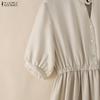ZANZEA Women Summer Stand Collar Casual Half Sleeve Dress
