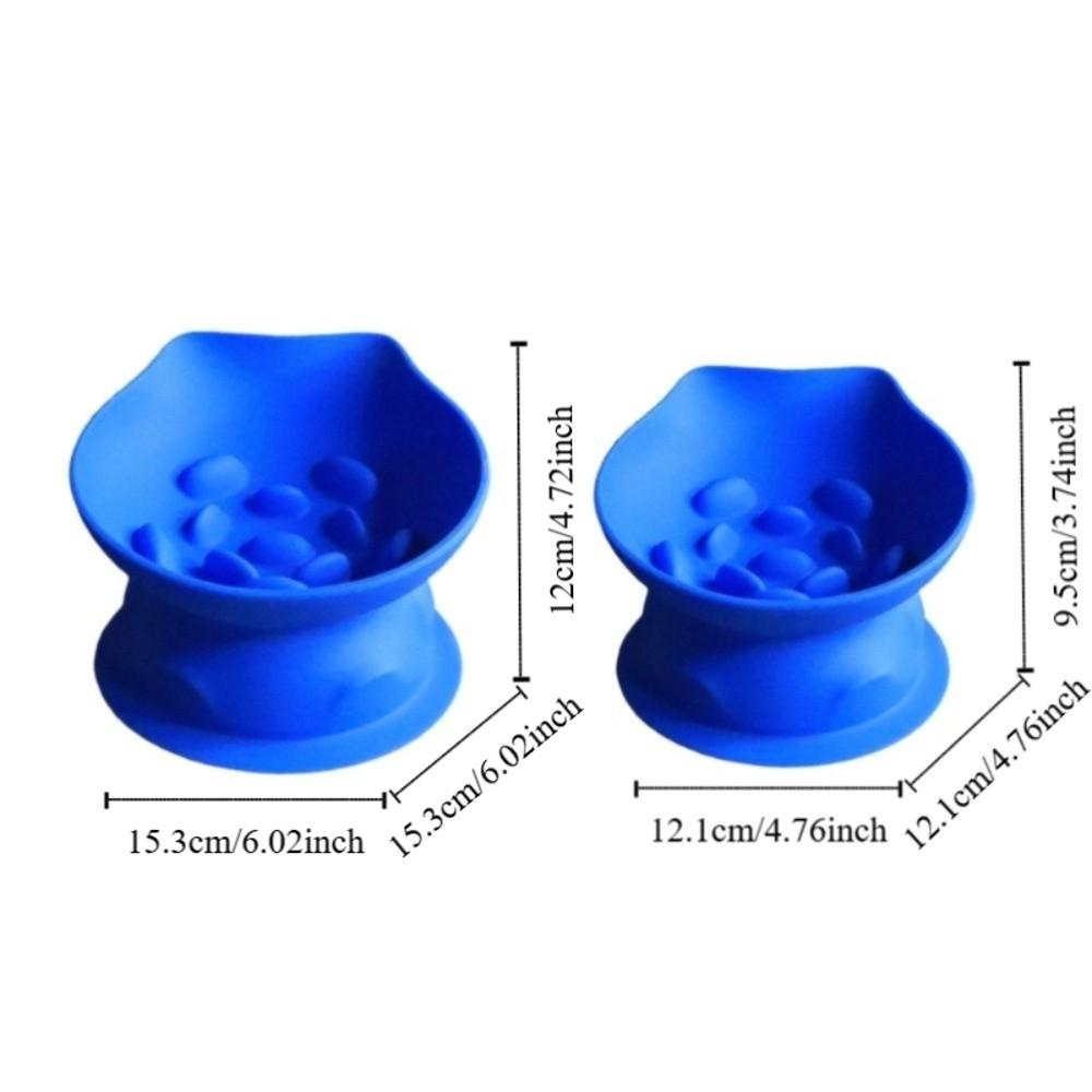Cute Silicone Slow Food Bowl Slanted Mouth Neck Protection Suction Bowl Non-Slip Easy Clean Feeding Basin Cat Dog