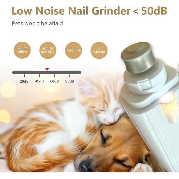 Dog Nail Clippers with LED Lights Low Noise Dog Nail Grinder with 3 Grinding Port for Large Medium Small Cats Dogs Pet Nail Trimmer Cutters