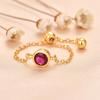 Women's Crystal Zircon Adjustable Gold Ring with Diamond Chain - European & American Niche Design