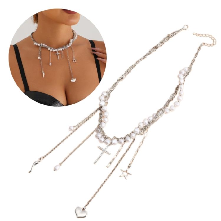 Modern Beaded Necklace with Pendant Details Choker Necklaces for Women Girls