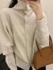 Korean Style High Neck Cashmere Cardigan - Women's Warm, Stylish Solid Color Wool Sweater for Autumn/Winter.