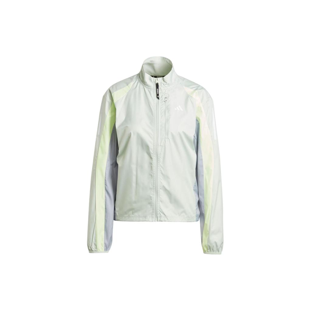 Adidas Own The Run Colorblock Jacket Windproof Breathable Water-Resistant Retro Sports Stand Collar Jacket Women Jackets Linen-Green IQ3873