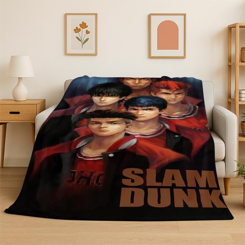 

Retro Slam Dunk Basketball Anime Cartoon Flannel Blanket Soft Warm Throw Blanket for Bedroom Living Room Bed Travel Picnic Gift 75x90cm