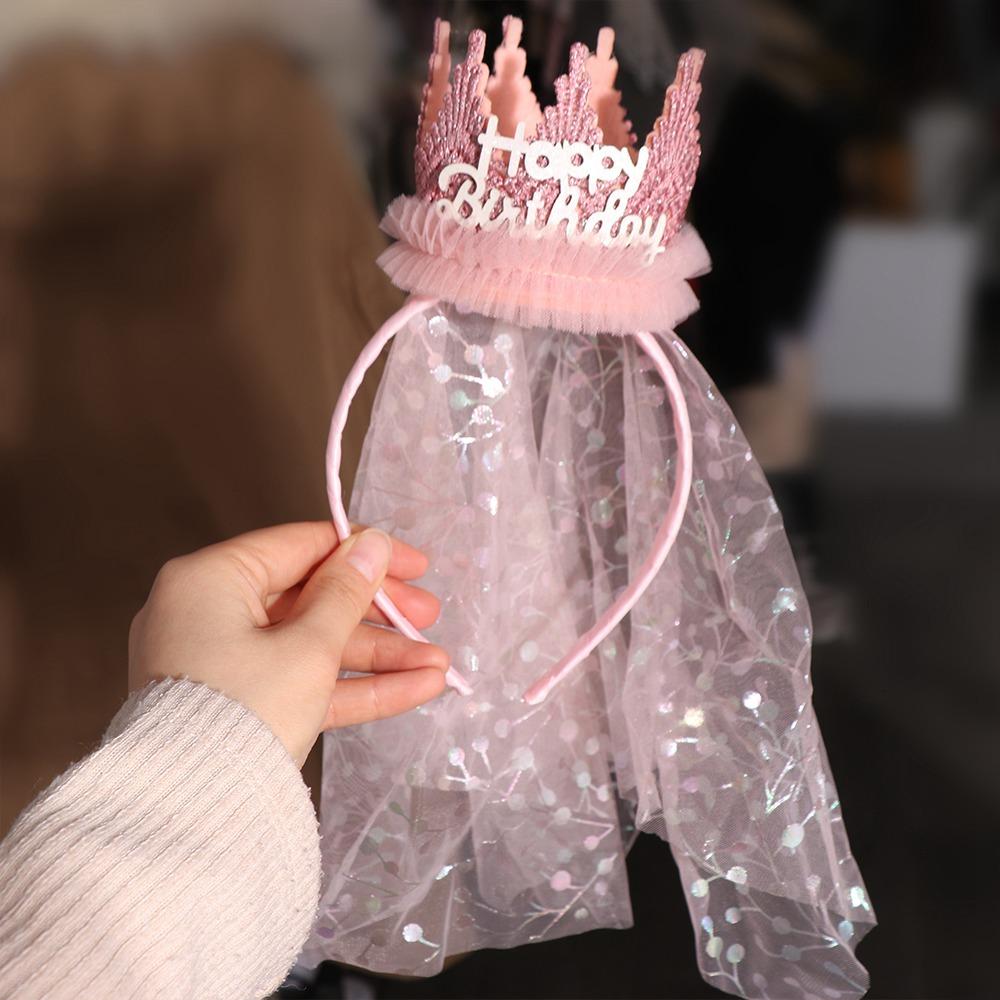 Headwear Crown Gauze Headband Korean Style Lace Mesh Hair Hoop Gift Crown Hairband  Party