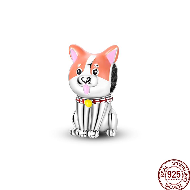 Copper Pet Animal Series Puppy And Kitten Cute Pet Lovely Charm Beads Suitable For 3Mm Original Bracelet Diy