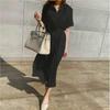 Linen Shirt Dress - Oversized Button Down Belted Waist Dress, Casual Short Sleeve Minimalist Tunic with Pocket, Breathable Summer Dress for Women