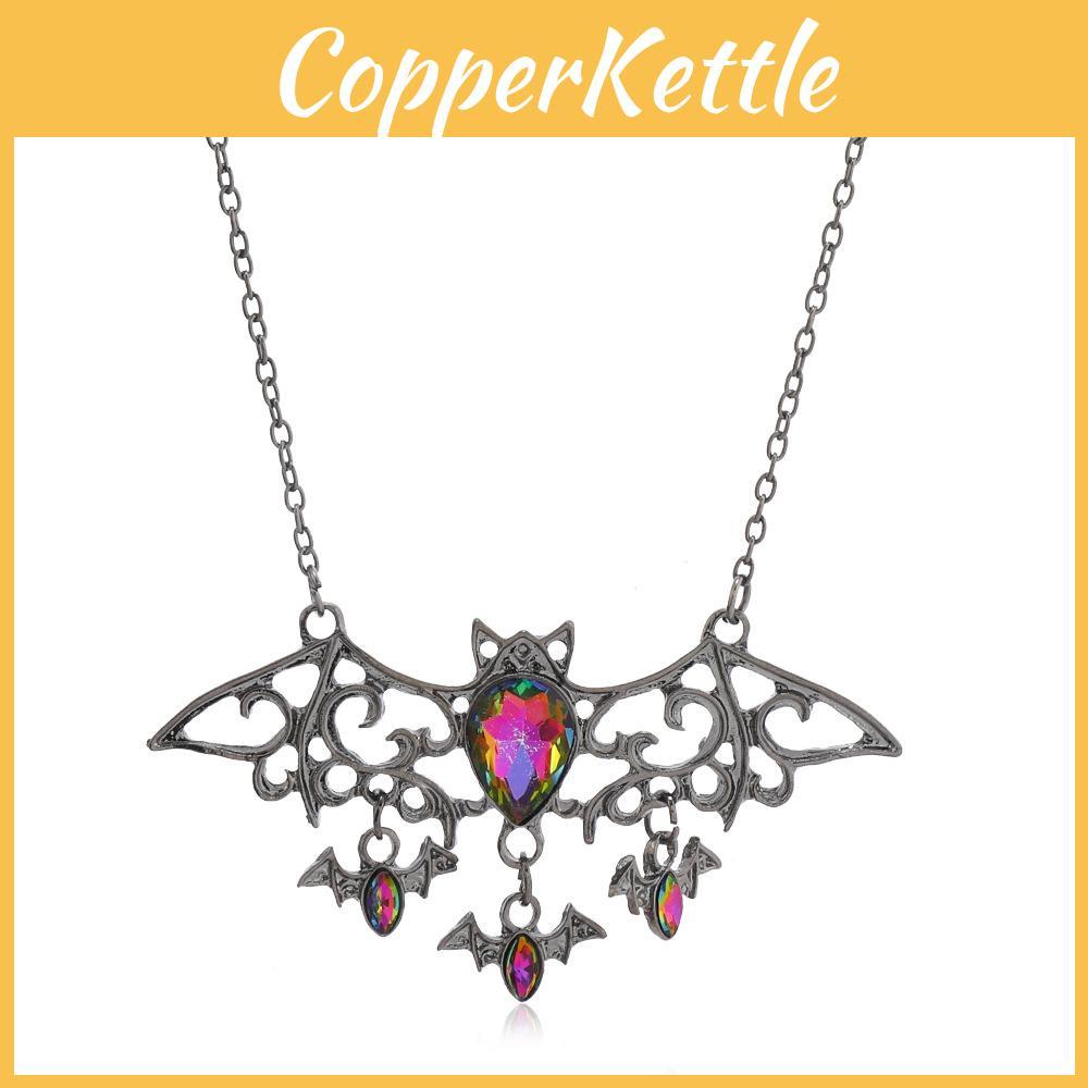 Bat Dark Jewelry Pendant Necklace Alloy Water Crystal For Halloween Decoration