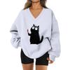 Women's V-neck Dropped Shoulder Halloween Print Sports Sweatshirt Top