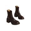 French small black short boots small thick-soled heightening Martin boots autumn and winter velvet high-heeled thin boots