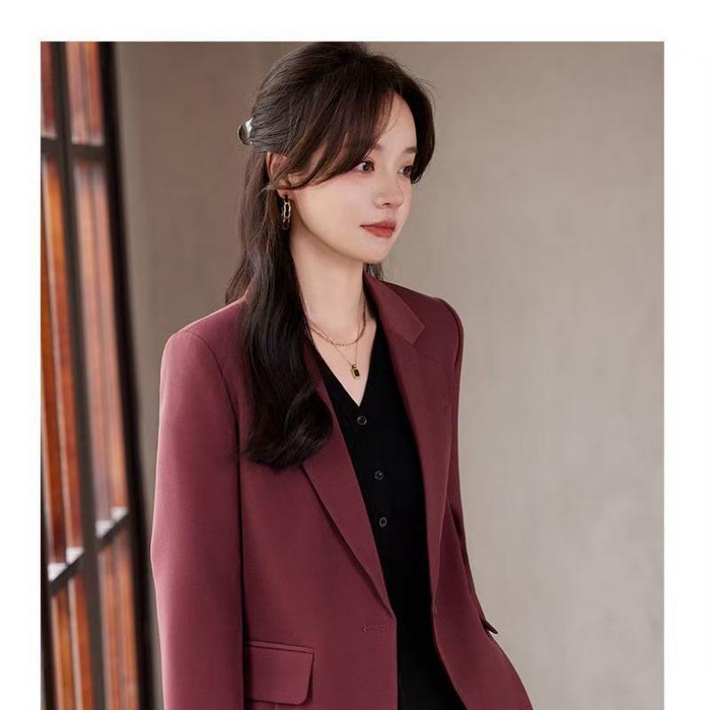 

Пиджак для человека Весна и Осень Новый стиль Высококлассный топ для женщин Корейский стиль Повседневный Темперамент S красный