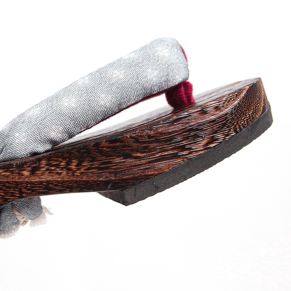 Geta in Dull Burnt Paulownia Wood for Girls [KYOETSU] (Japanese Clogs) (1 Gray, measurement_18_point_0_centimeters)